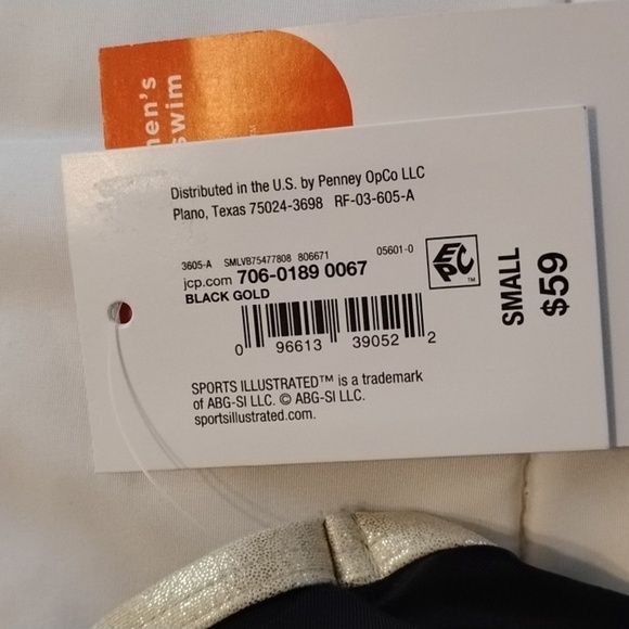 Sports Illustrated Women's Racerback Tank Black & Gold Bra, Size: S, NWT - Picture 4 of 11